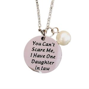Funny Mother in Law Silver Necklace.. ( You can't scare me)